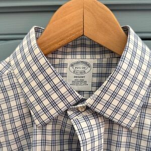 Brooks Brothers Men's Navy Plaid Dress Shirt
